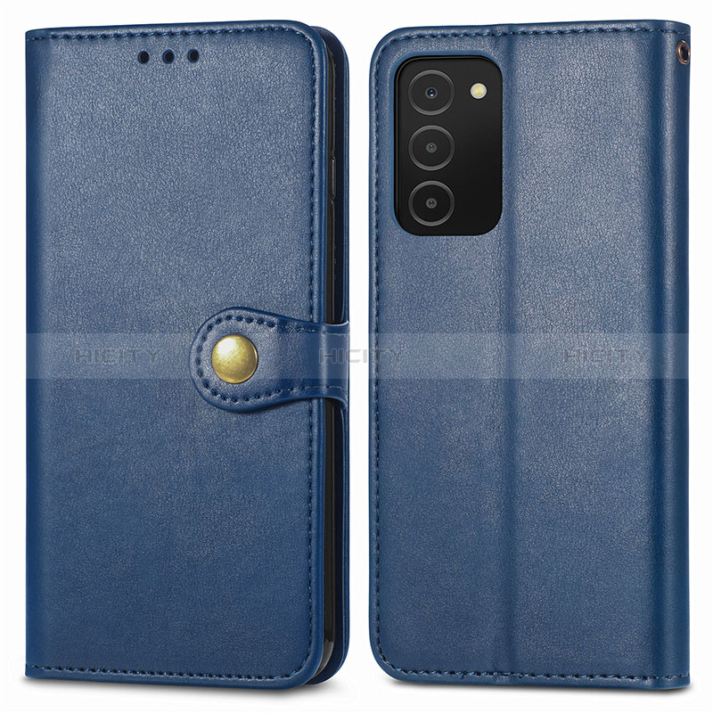 Coque Portefeuille Livre Cuir Etui Clapet S05D pour Samsung Galaxy A02s Bleu Plus