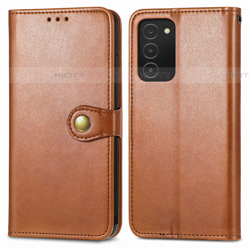 Coque Portefeuille Livre Cuir Etui Clapet S05D pour Samsung Galaxy A03s Marron Plus