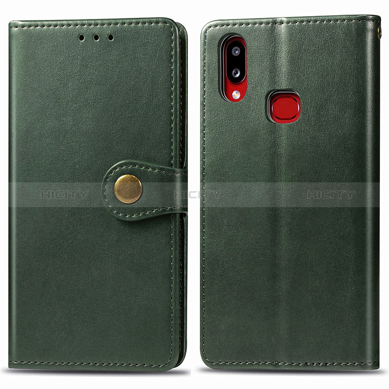 Coque Portefeuille Livre Cuir Etui Clapet S05D pour Samsung Galaxy A10s Vert Plus