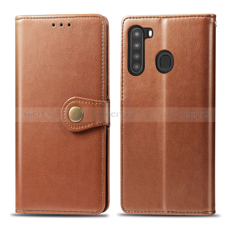 Coque Portefeuille Livre Cuir Etui Clapet S05D pour Samsung Galaxy A21 Marron Plus