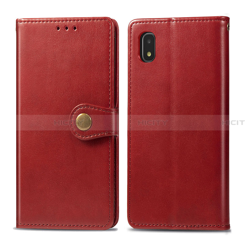 Coque Portefeuille Livre Cuir Etui Clapet S05D pour Samsung Galaxy A21 SC-42A Rouge Plus