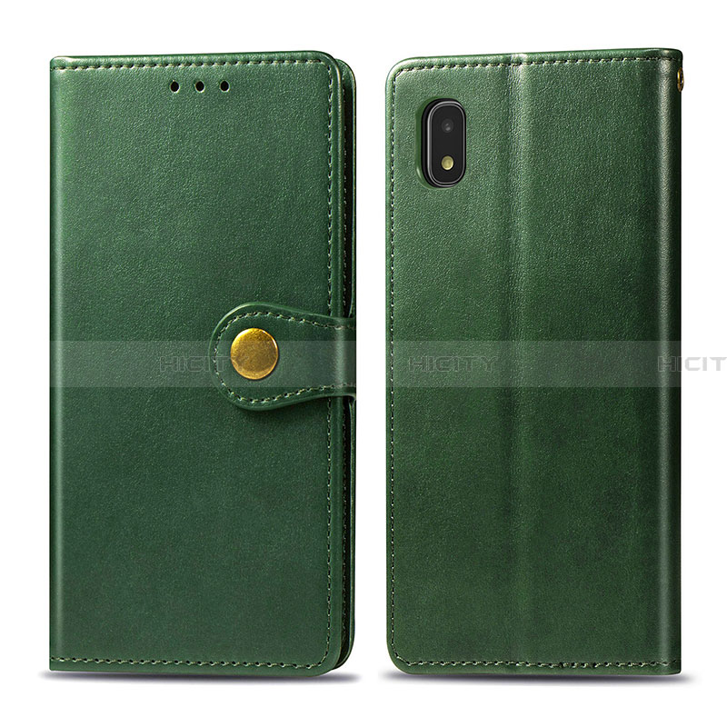 Coque Portefeuille Livre Cuir Etui Clapet S05D pour Samsung Galaxy A21 SC-42A Vert Plus