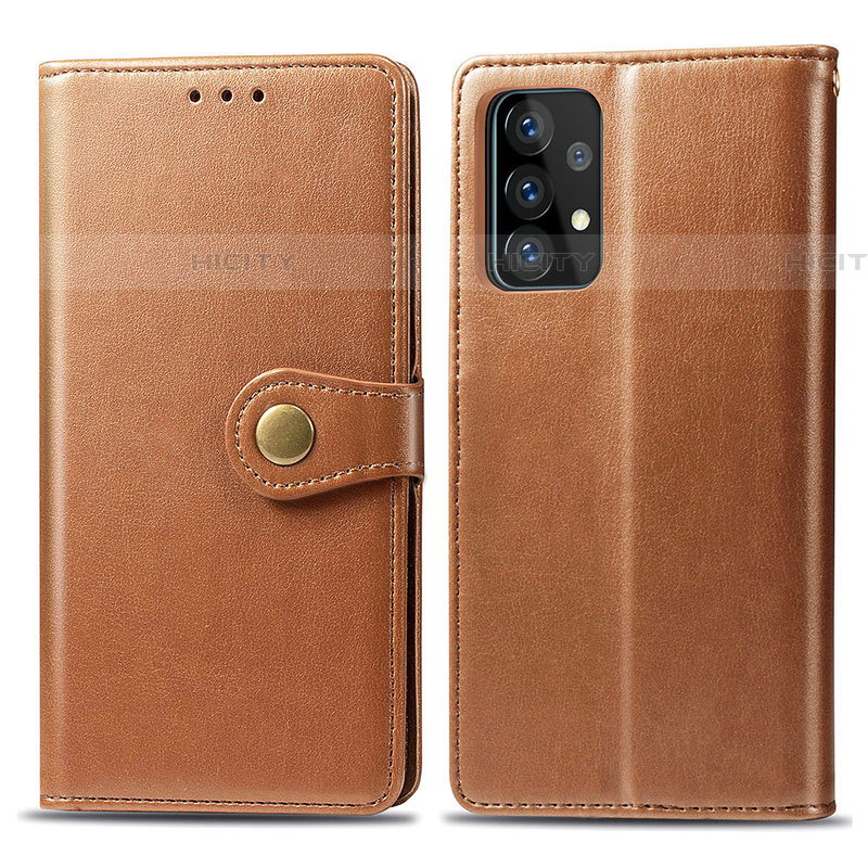 Coque Portefeuille Livre Cuir Etui Clapet S05D pour Samsung Galaxy A52 4G Marron Plus