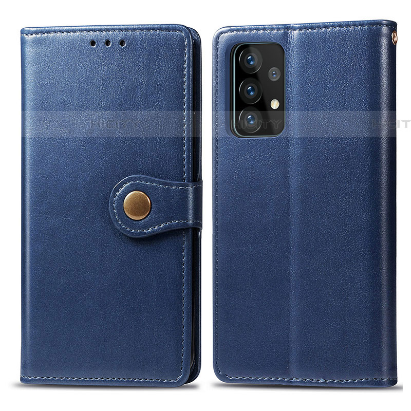 Coque Portefeuille Livre Cuir Etui Clapet S05D pour Samsung Galaxy A52 5G Bleu Plus