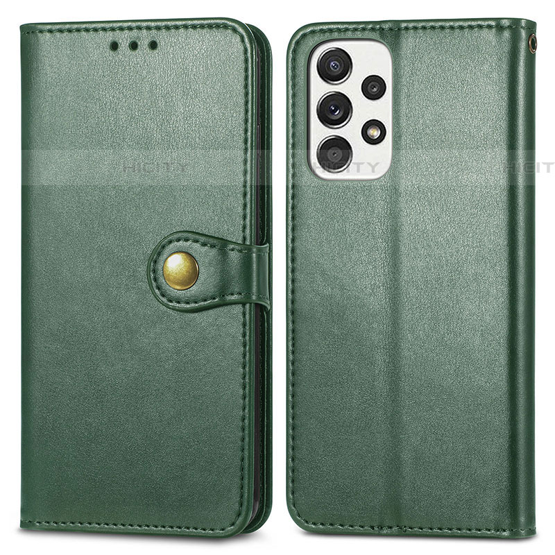 Coque Portefeuille Livre Cuir Etui Clapet S05D pour Samsung Galaxy A53 5G Vert Plus