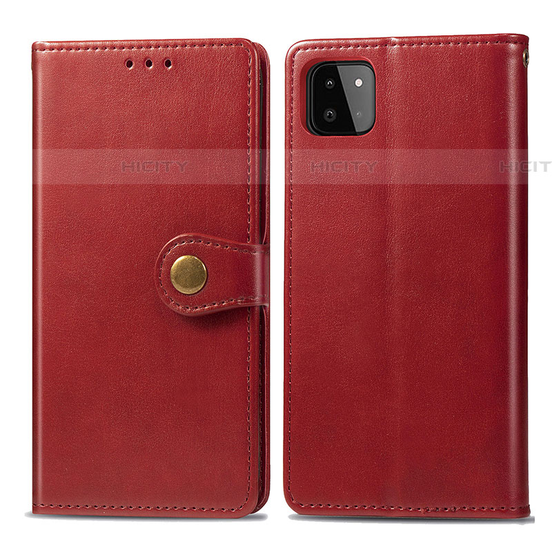 Coque Portefeuille Livre Cuir Etui Clapet S05D pour Samsung Galaxy F42 5G Rouge Plus