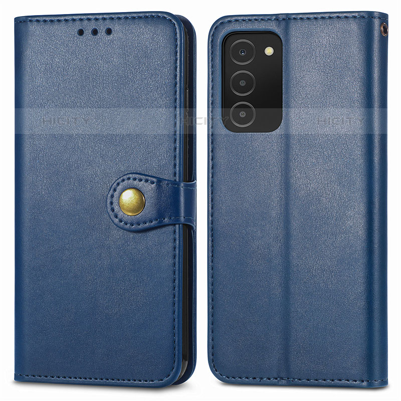 Coque Portefeuille Livre Cuir Etui Clapet S05D pour Samsung Galaxy M02s Bleu Plus