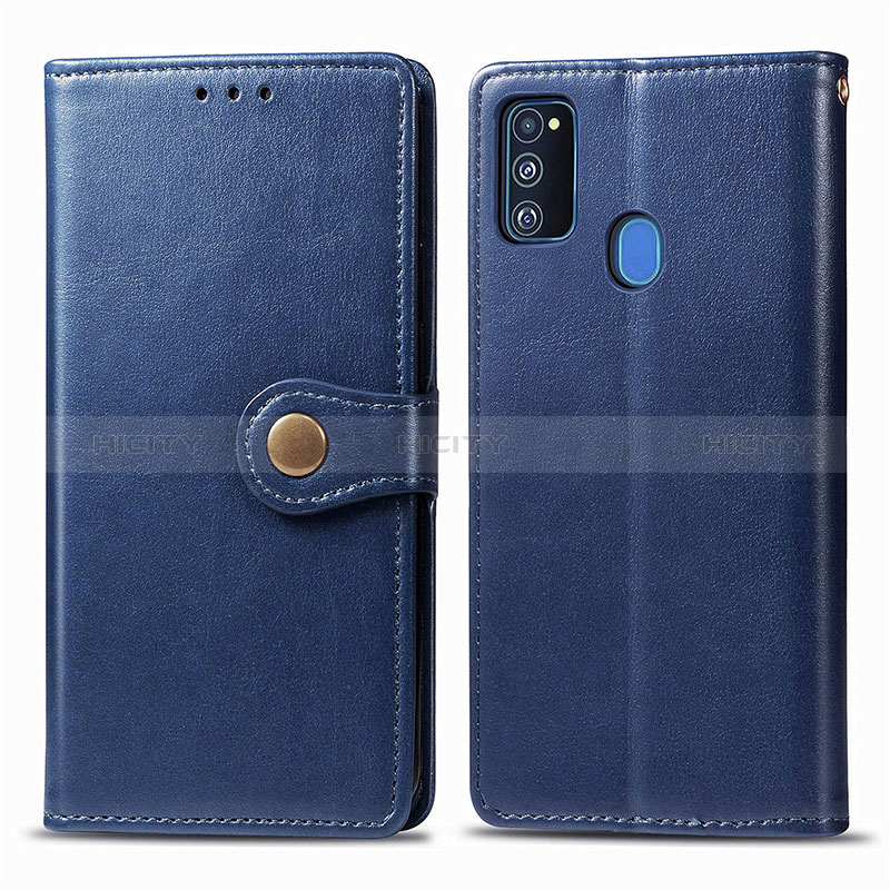 Coque Portefeuille Livre Cuir Etui Clapet S05D pour Samsung Galaxy M21 Bleu Plus