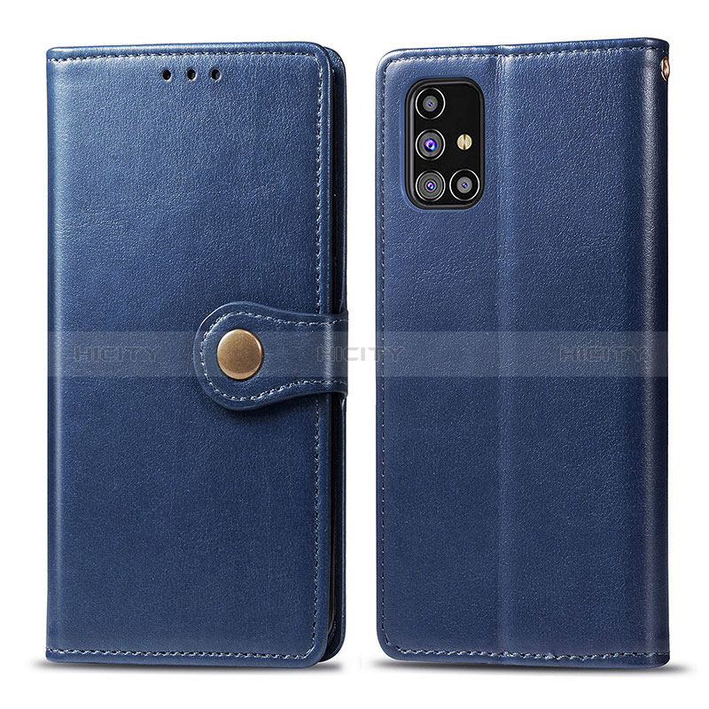 Coque Portefeuille Livre Cuir Etui Clapet S05D pour Samsung Galaxy M31s Bleu Plus