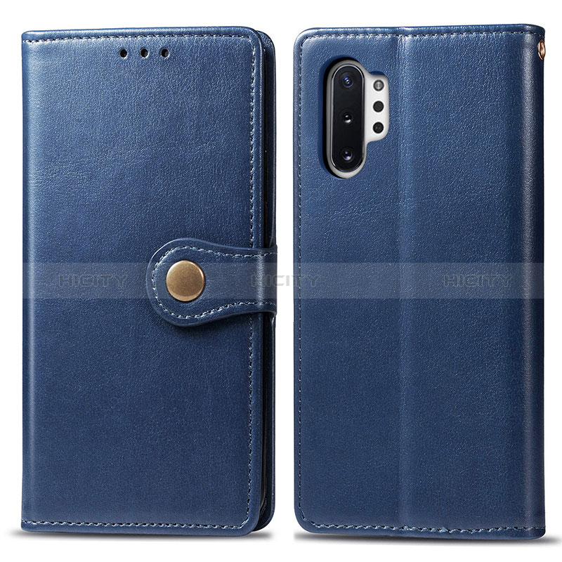 Coque Portefeuille Livre Cuir Etui Clapet S05D pour Samsung Galaxy Note 10 Plus 5G Bleu Plus