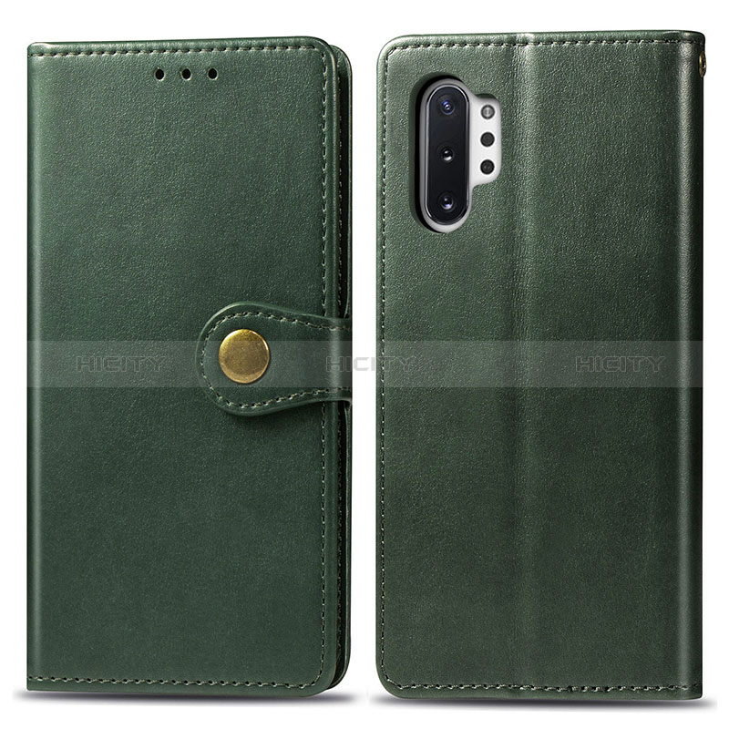 Coque Portefeuille Livre Cuir Etui Clapet S05D pour Samsung Galaxy Note 10 Plus 5G Vert Plus