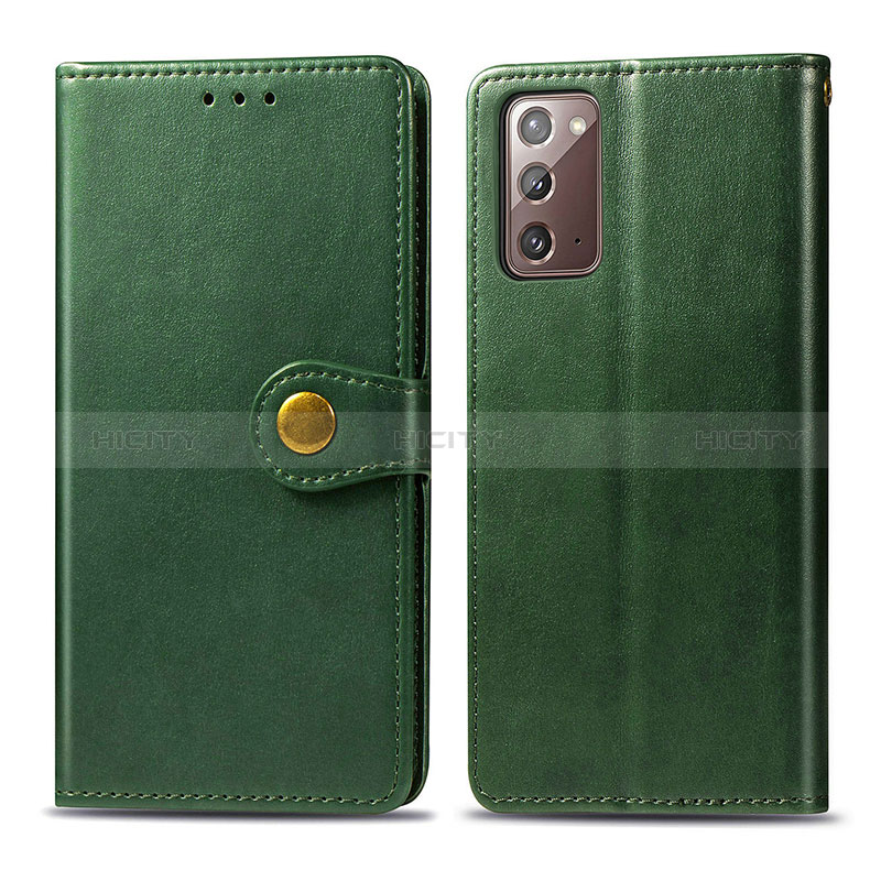 Coque Portefeuille Livre Cuir Etui Clapet S05D pour Samsung Galaxy Note 20 5G Vert Plus