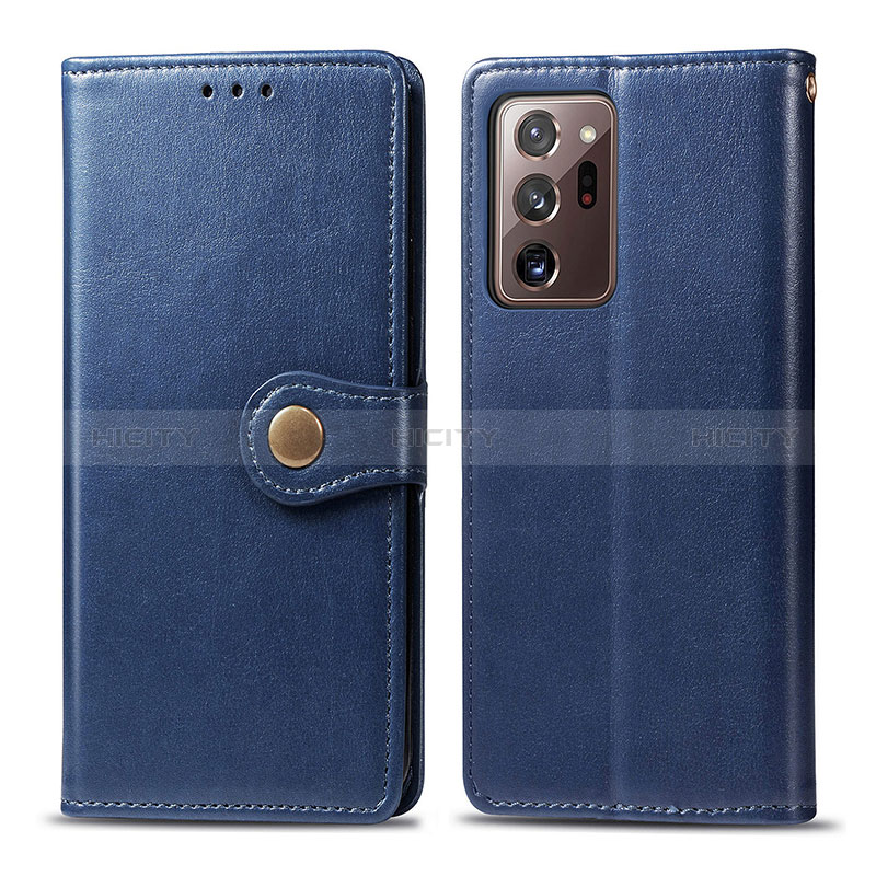 Coque Portefeuille Livre Cuir Etui Clapet S05D pour Samsung Galaxy Note 20 Ultra 5G Bleu Plus