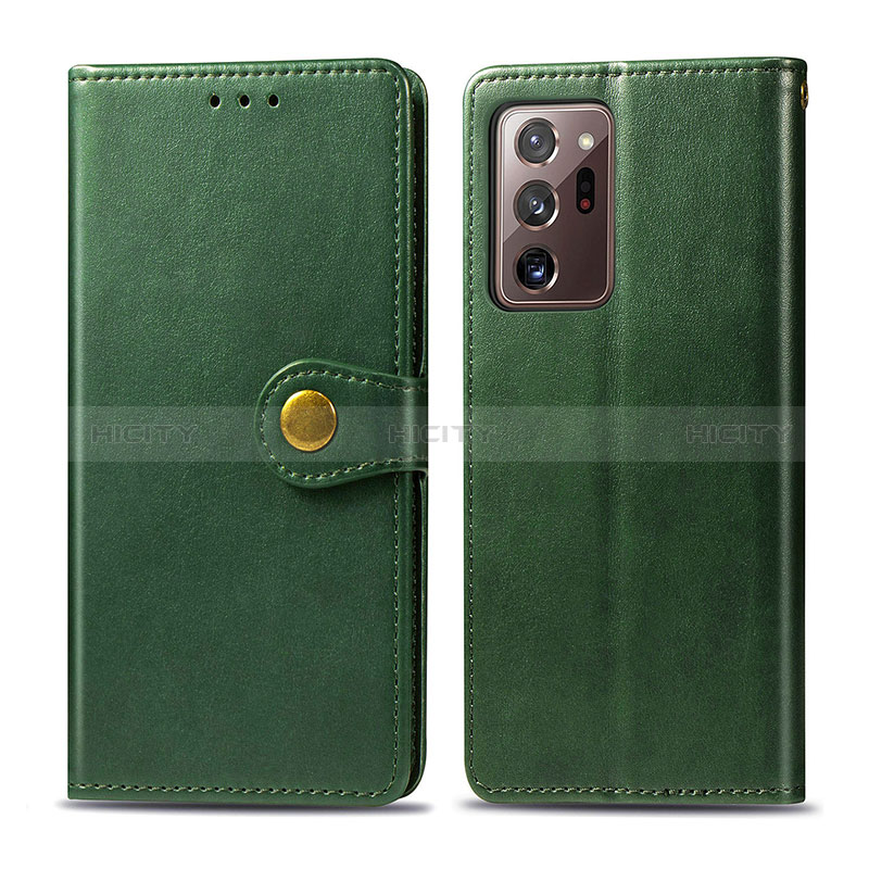 Coque Portefeuille Livre Cuir Etui Clapet S05D pour Samsung Galaxy Note 20 Ultra 5G Vert Plus