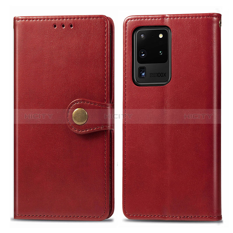 Coque Portefeuille Livre Cuir Etui Clapet S05D pour Samsung Galaxy S20 Ultra 5G Rouge Plus