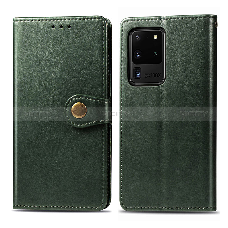 Coque Portefeuille Livre Cuir Etui Clapet S05D pour Samsung Galaxy S20 Ultra 5G Vert Plus