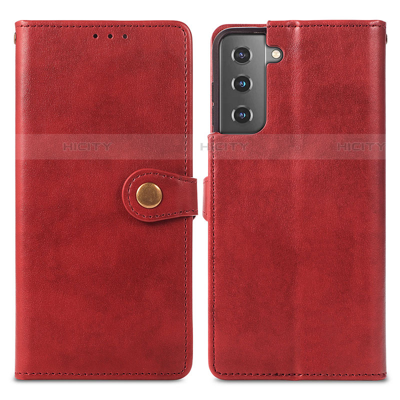 Coque Portefeuille Livre Cuir Etui Clapet S05D pour Samsung Galaxy S21 5G Rouge Plus