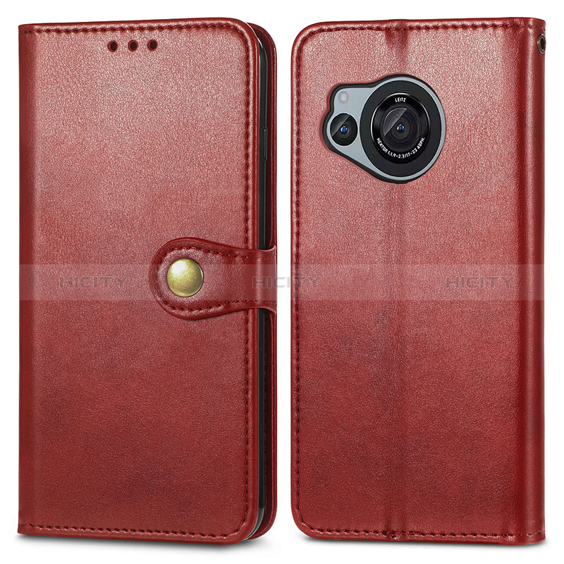 Coque Portefeuille Livre Cuir Etui Clapet S05D pour Sharp Aquos R8 Rouge Plus