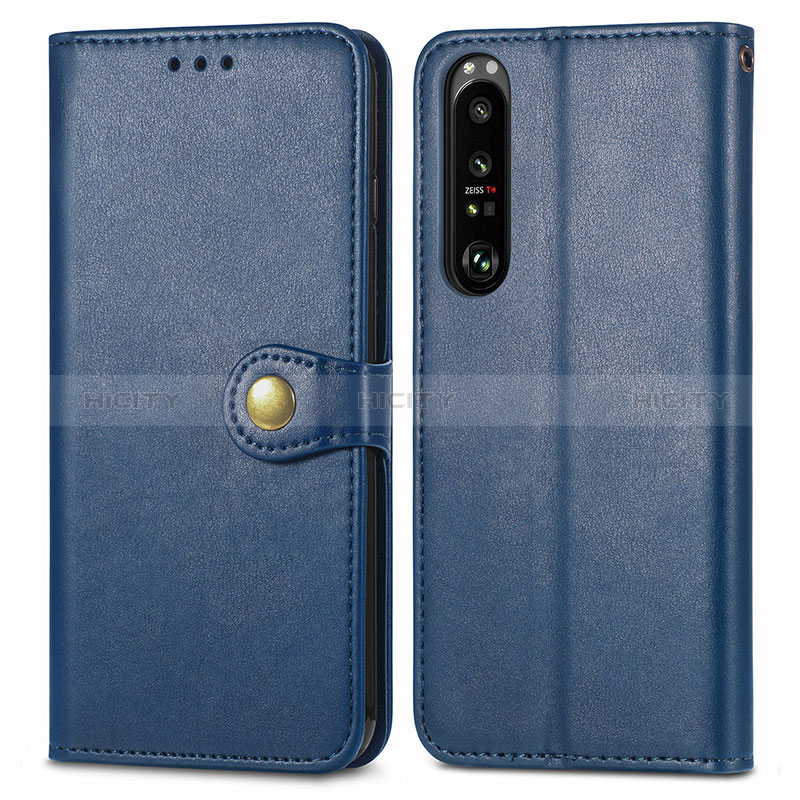 Coque Portefeuille Livre Cuir Etui Clapet S05D pour Sony Xperia 1 III Bleu Plus