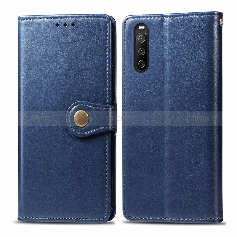 Coque Portefeuille Livre Cuir Etui Clapet S05D pour Sony Xperia 10 III SOG04 Bleu Plus