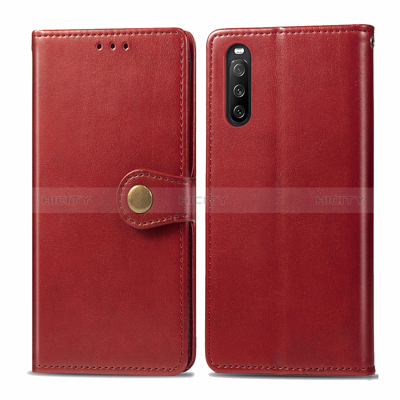 Coque Portefeuille Livre Cuir Etui Clapet S05D pour Sony Xperia 10 III SOG04 Rouge Plus