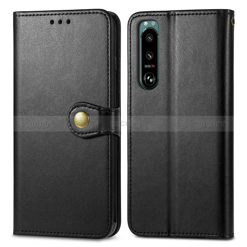 Coque Portefeuille Livre Cuir Etui Clapet S05D pour Sony Xperia 5 III SO-53B Noir Plus