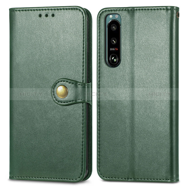 Coque Portefeuille Livre Cuir Etui Clapet S05D pour Sony Xperia 5 III SO-53B Vert Plus