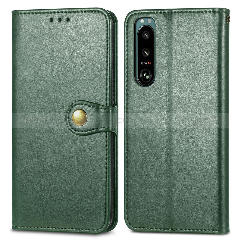 Coque Portefeuille Livre Cuir Etui Clapet S05D pour Sony Xperia 5 IV Vert Plus