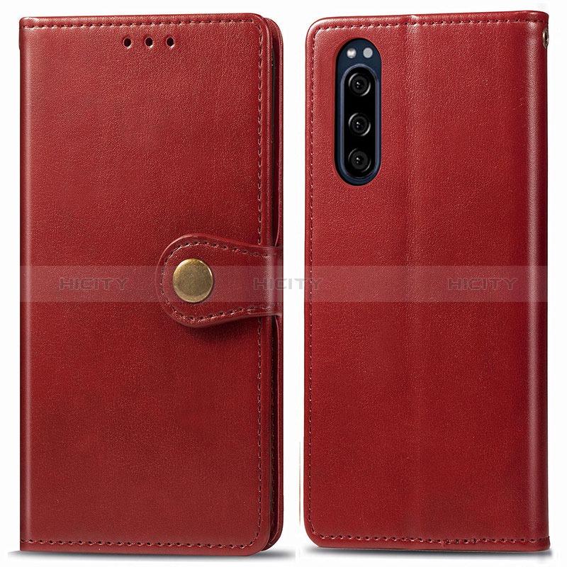 Coque Portefeuille Livre Cuir Etui Clapet S05D pour Sony Xperia 5 Rouge Plus