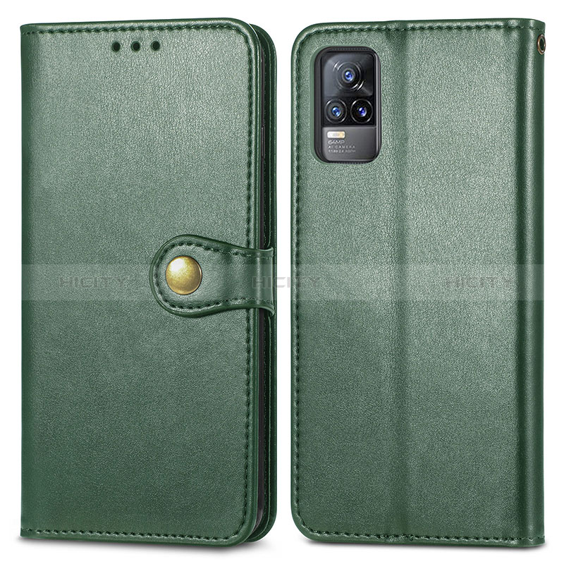 Coque Portefeuille Livre Cuir Etui Clapet S05D pour Vivo V21e 4G Vert Plus