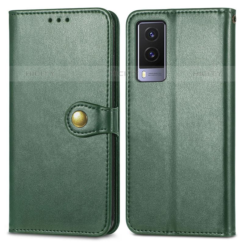 Coque Portefeuille Livre Cuir Etui Clapet S05D pour Vivo V21e 5G Vert Plus