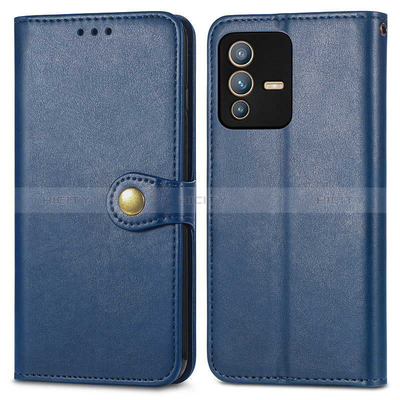 Coque Portefeuille Livre Cuir Etui Clapet S05D pour Vivo V23 5G Bleu Plus