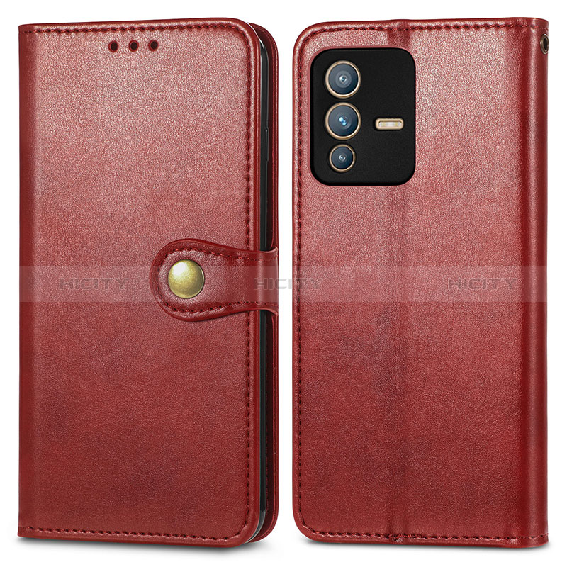 Coque Portefeuille Livre Cuir Etui Clapet S05D pour Vivo V23 5G Rouge Plus