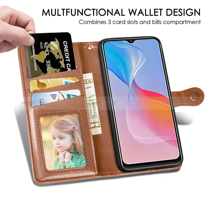 Coque Portefeuille Livre Cuir Etui Clapet S05D pour Vivo Y21a Plus