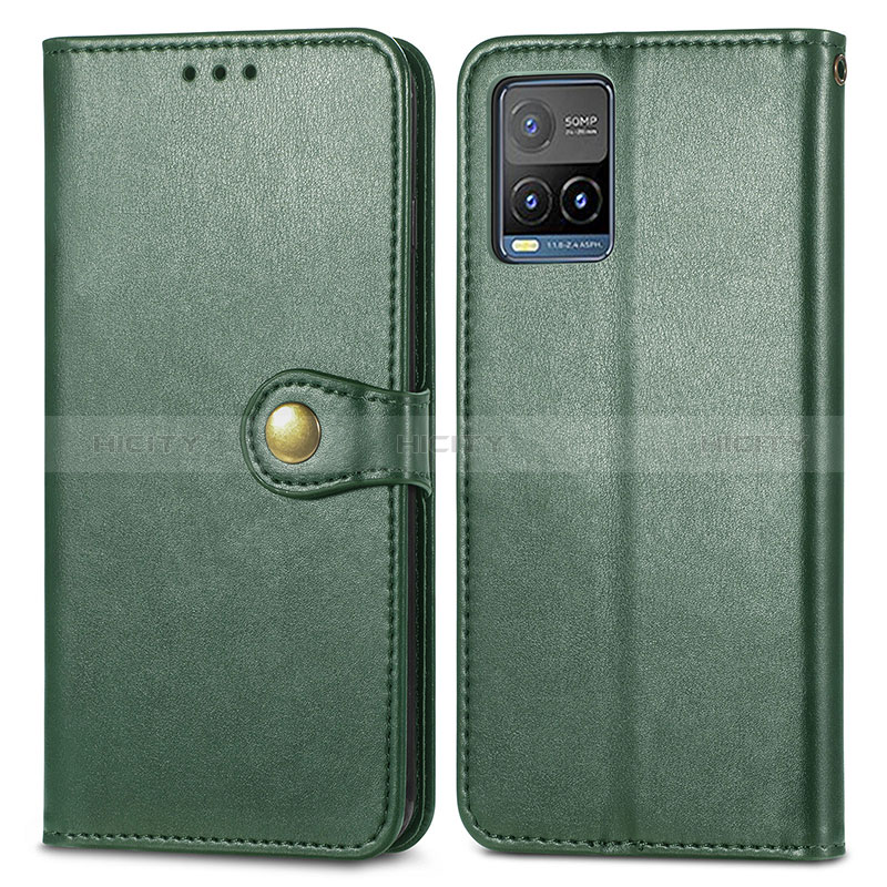 Coque Portefeuille Livre Cuir Etui Clapet S05D pour Vivo Y21G Vert Plus