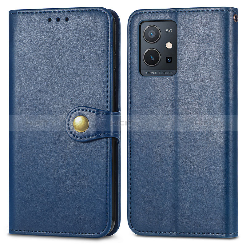 Coque Portefeuille Livre Cuir Etui Clapet S05D pour Vivo Y33e 5G Bleu Plus