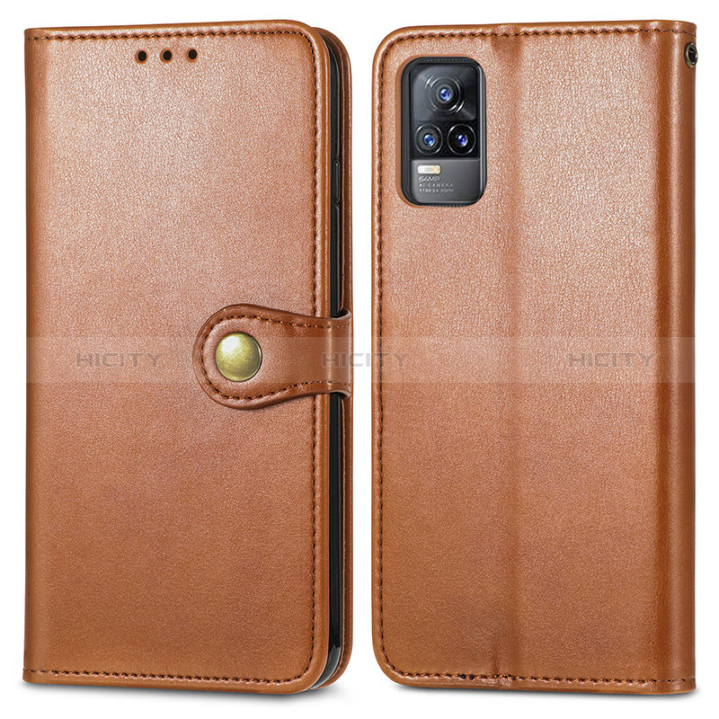 Coque Portefeuille Livre Cuir Etui Clapet S05D pour Vivo Y73 (2021) Marron Plus