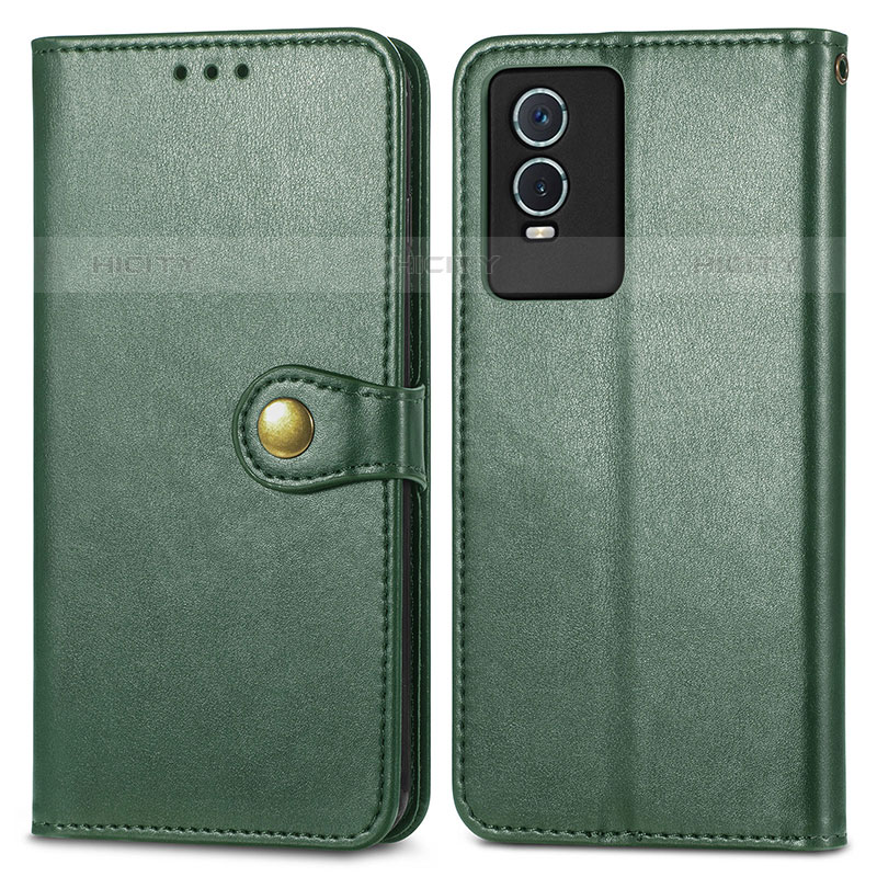 Coque Portefeuille Livre Cuir Etui Clapet S05D pour Vivo Y74s 5G Vert Plus