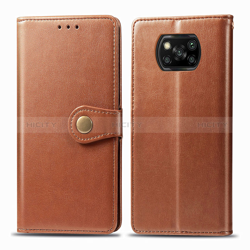 Coque Portefeuille Livre Cuir Etui Clapet S05D pour Xiaomi Poco X3 NFC Marron Plus