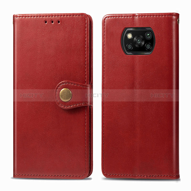 Coque Portefeuille Livre Cuir Etui Clapet S05D pour Xiaomi Poco X3 NFC Rouge Plus