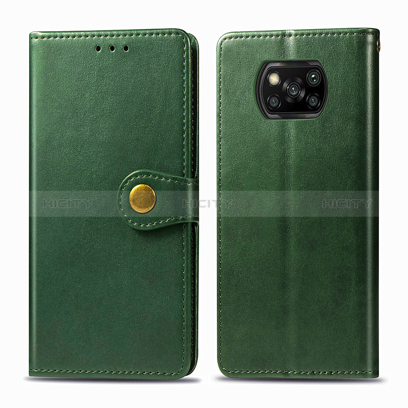 Coque Portefeuille Livre Cuir Etui Clapet S05D pour Xiaomi Poco X3 NFC Vert Plus