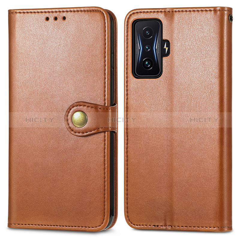 Coque Portefeuille Livre Cuir Etui Clapet S05D pour Xiaomi Redmi K50 Gaming 5G Marron Plus