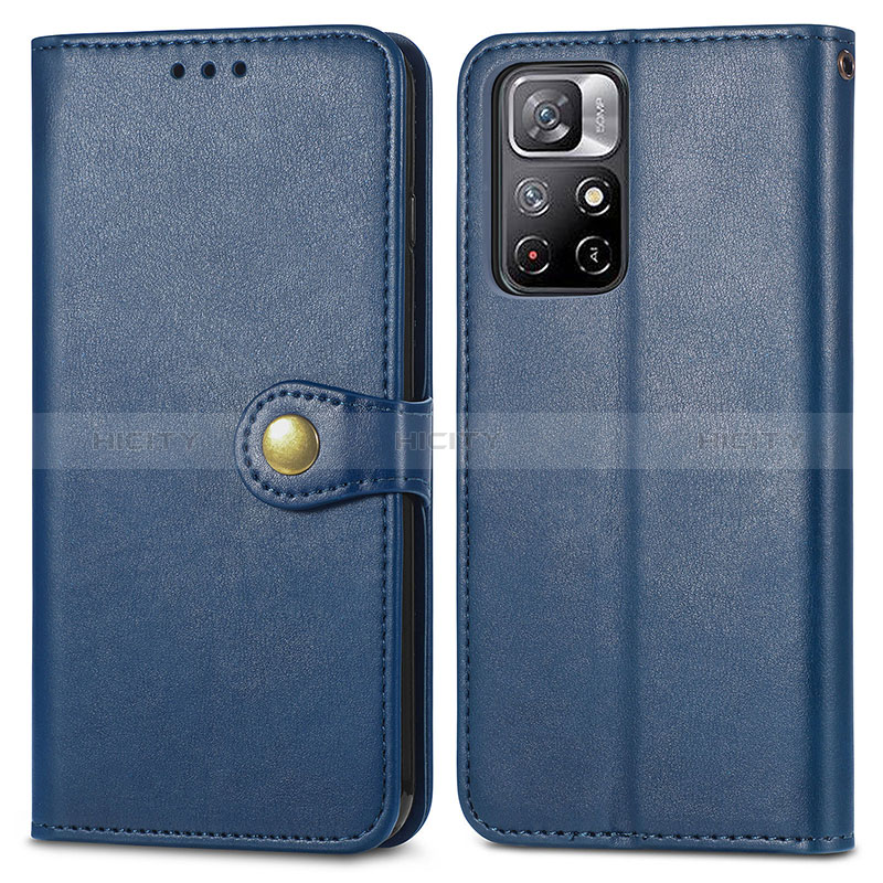 Coque Portefeuille Livre Cuir Etui Clapet S05D pour Xiaomi Redmi Note 11 5G Bleu Plus