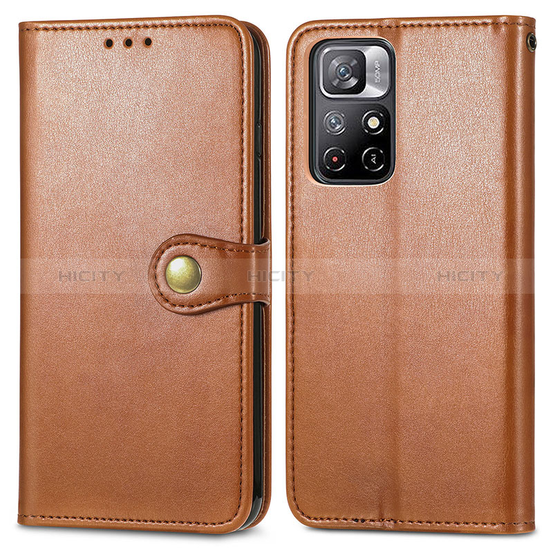 Coque Portefeuille Livre Cuir Etui Clapet S05D pour Xiaomi Redmi Note 11 5G Marron Plus