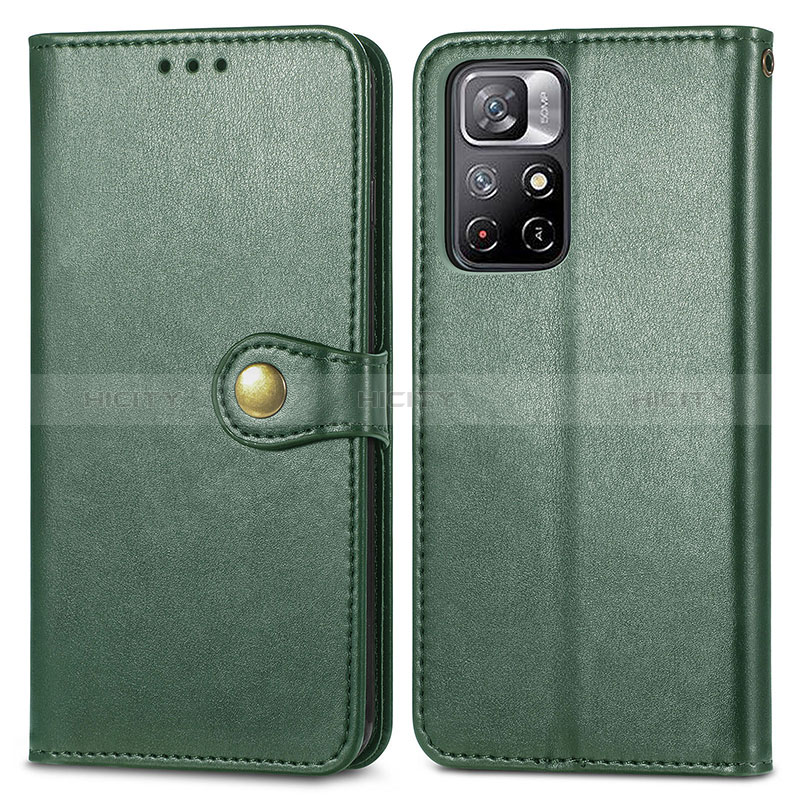 Coque Portefeuille Livre Cuir Etui Clapet S05D pour Xiaomi Redmi Note 11 5G Vert Plus