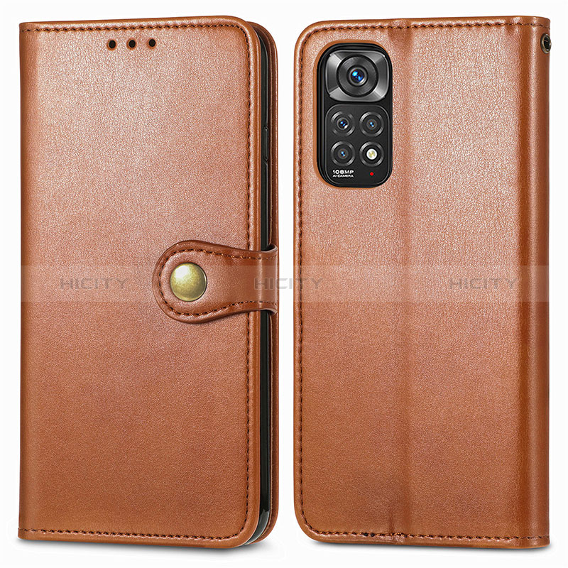 Coque Portefeuille Livre Cuir Etui Clapet S05D pour Xiaomi Redmi Note 11 Pro 4G Marron Plus