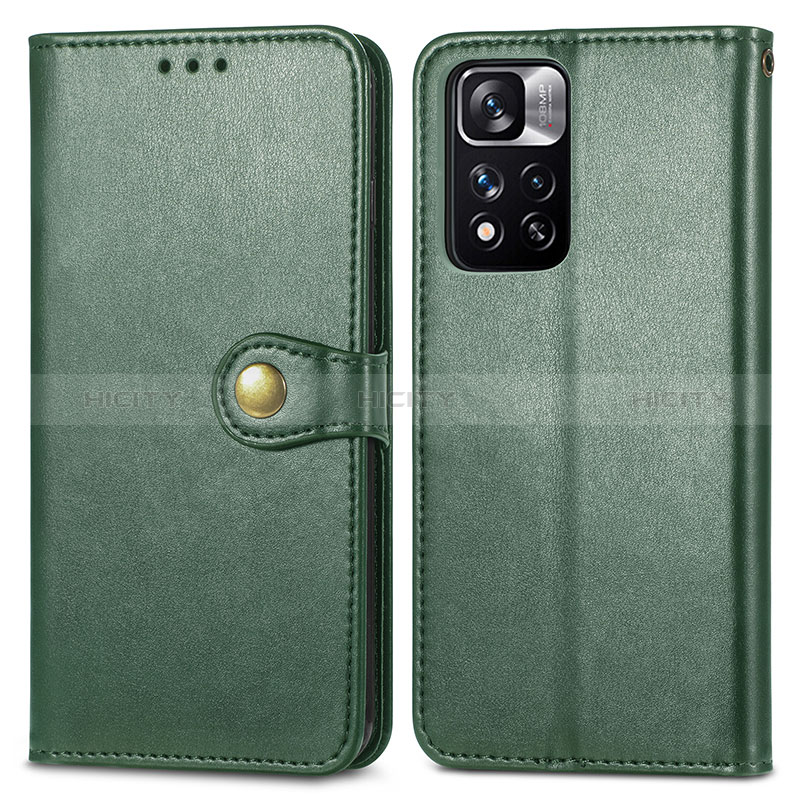 Coque Portefeuille Livre Cuir Etui Clapet S05D pour Xiaomi Redmi Note 11 Pro+ Plus 5G Vert Plus