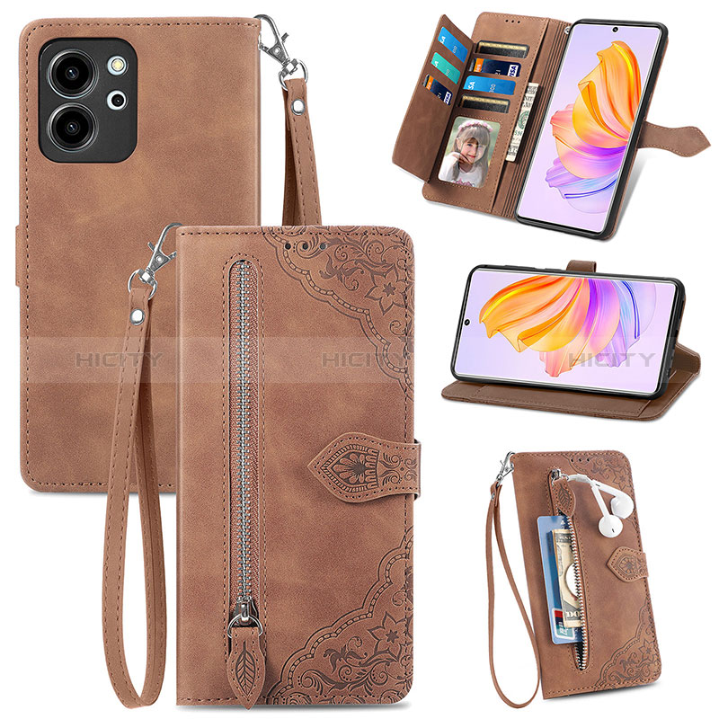 Coque Portefeuille Livre Cuir Etui Clapet S06D pour Huawei Honor 80 SE 5G Marron Plus