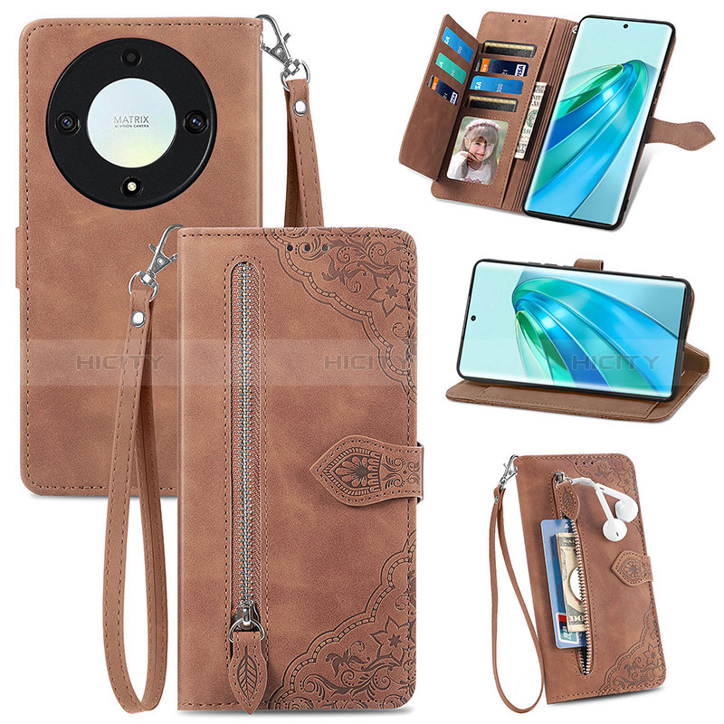 Coque Portefeuille Livre Cuir Etui Clapet S06D pour Huawei Honor Magic5 Lite 5G Marron Plus