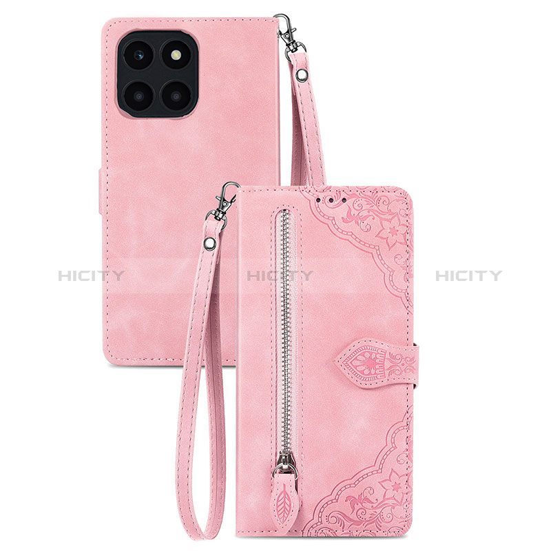 Coque Portefeuille Livre Cuir Etui Clapet S06D pour Huawei Honor X8b Rose Plus